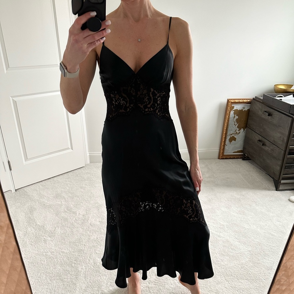 Cami nyc black silk dress size small with lace detail
